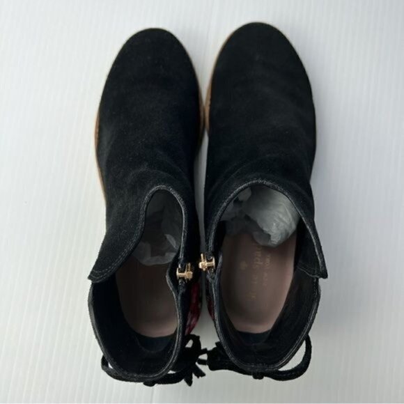 Kate Spade New York Bellville Floral Embroidered Suede Black Booties Size 6 - Picture 9 of 12